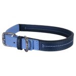 Rosewood Baby Blue/Navy Leather Collar