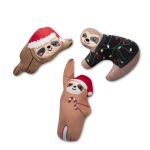 Fringe Studio Christmas Minis Sloth 3-Piece Plush Dog Toy Set