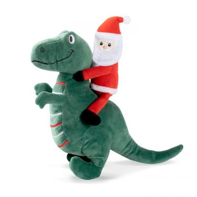 Fringe Studio Christmas Merry Rex-Mas Plush Squeaker Dog Toy
