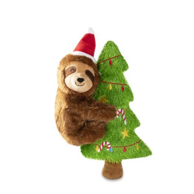 Fringe Studio Christmas Merry Sloth-Mas Plush Squeaker Dog Toy