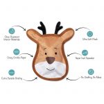 Fringe Studio Christmas Reindeer Face Durable Plush Stuffing Free Dog Toy